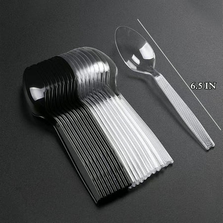 

Long Clear Plastic Ice Cream Spoons 6.6 Inch Disposable Utensils Sundae Spoons Long Handle Spoon for Ice Cream Milkshakes Tea and Floats Stirring Cocktails and Tall Ice Beverages