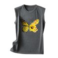 thumbnail image 1 of Gibobby Mujeres verano sin mangas cuello redondo estampado de camisetas sin mangas camisetas casuales blusa Top(Gris oscuro,XG), 1 of 3