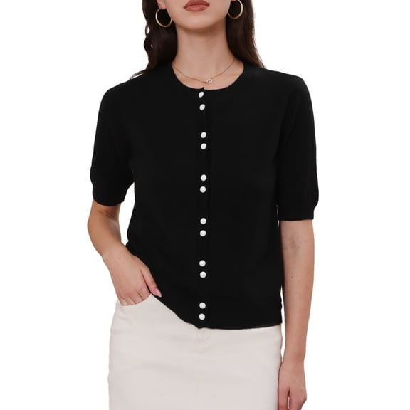 DARING DIVA Women's Elegant Lightweight Button Down Cardigan Sweater XL Black