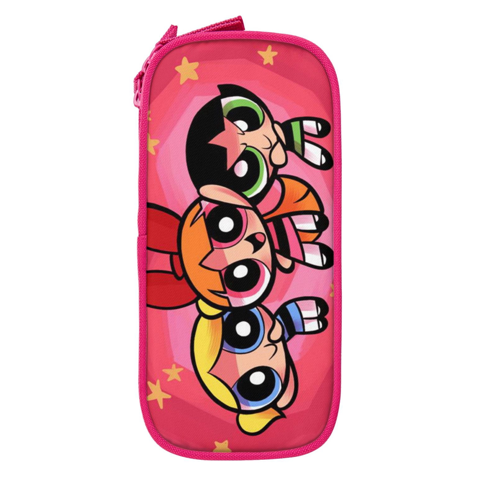 The Powerpuff Gi-rls Pencil Case Large Capacity Pencil Pouch Penbag Office Stationery Organizer Travel Makeup Bag Pink