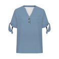 thumbnail image 5 of Shirts for Women Spring Summer V Tie Button Side Sleeve fork T Shirt Short Sleeve Loose Fit Soft Bamboo Hemp Breathable Casual Daily Wear Top L Size Spring Summer Womens Tops, 5 of 5