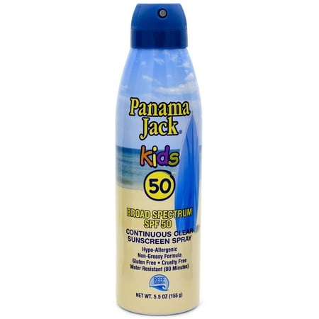 Panama Jack Continuous Spray Sunscreen - SPF 50, Broad Spectrum UVA/UVB Protection, Reef-Friendly, PABA, Paraben, Gluten & Cruelty Free, Water Resistant (80 Minutes), 5.5 OZ (Pack of