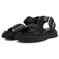 thumbnail image 4 of Soda Shoes Women Flat Platform Sandals Flatform Ankle Strap Criss-Cross Lug Sole CARTER-S All Black 8, 4 of 5