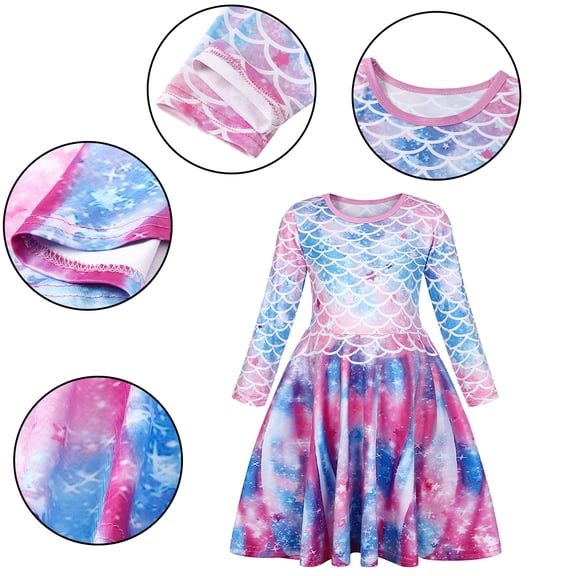 Kkkded 3-11T Girls Princess Dress Long Sleeves Dress Birthday Party Dress Outfits Stage Dress up Gowns Dresses for Kids Toddler