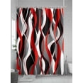 thumbnail image 5 of Red Black Grey Abstract Stripe Shower Curtain, Modern Twisted Lines Bathroom Decor Curtains Set with Hooks, Waterproof Fabric Home Accessories， 72 X 72 Inch Long, 5 of 6