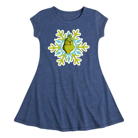 Dr. Seuss The Grinch - Christmas - Snowflake Face - Toddler & Youth Girls Fit & Flare Dress