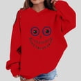 thumbnail image 2 of Kogui Trendy Casual Hooded Sweatshirt For Girls, Comfort Fit Unique Halloween Graphic Print, Holiday Daily Matching Tops (Red, 5-6 Years), 2 of 4