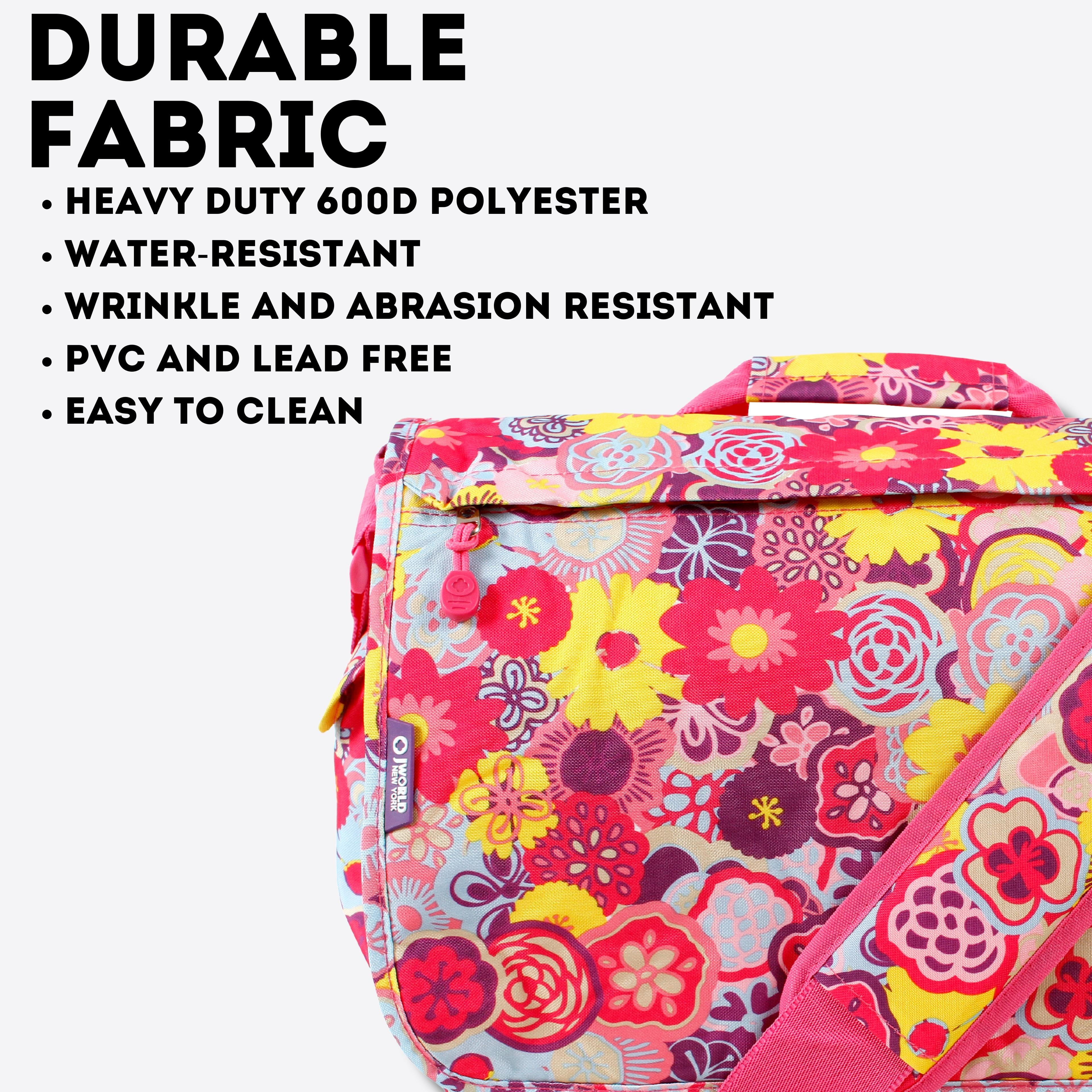 J World Womens Thomas 16" Messenger Bag with Laptop Sleeve for School and Travel, Poppy Pansy