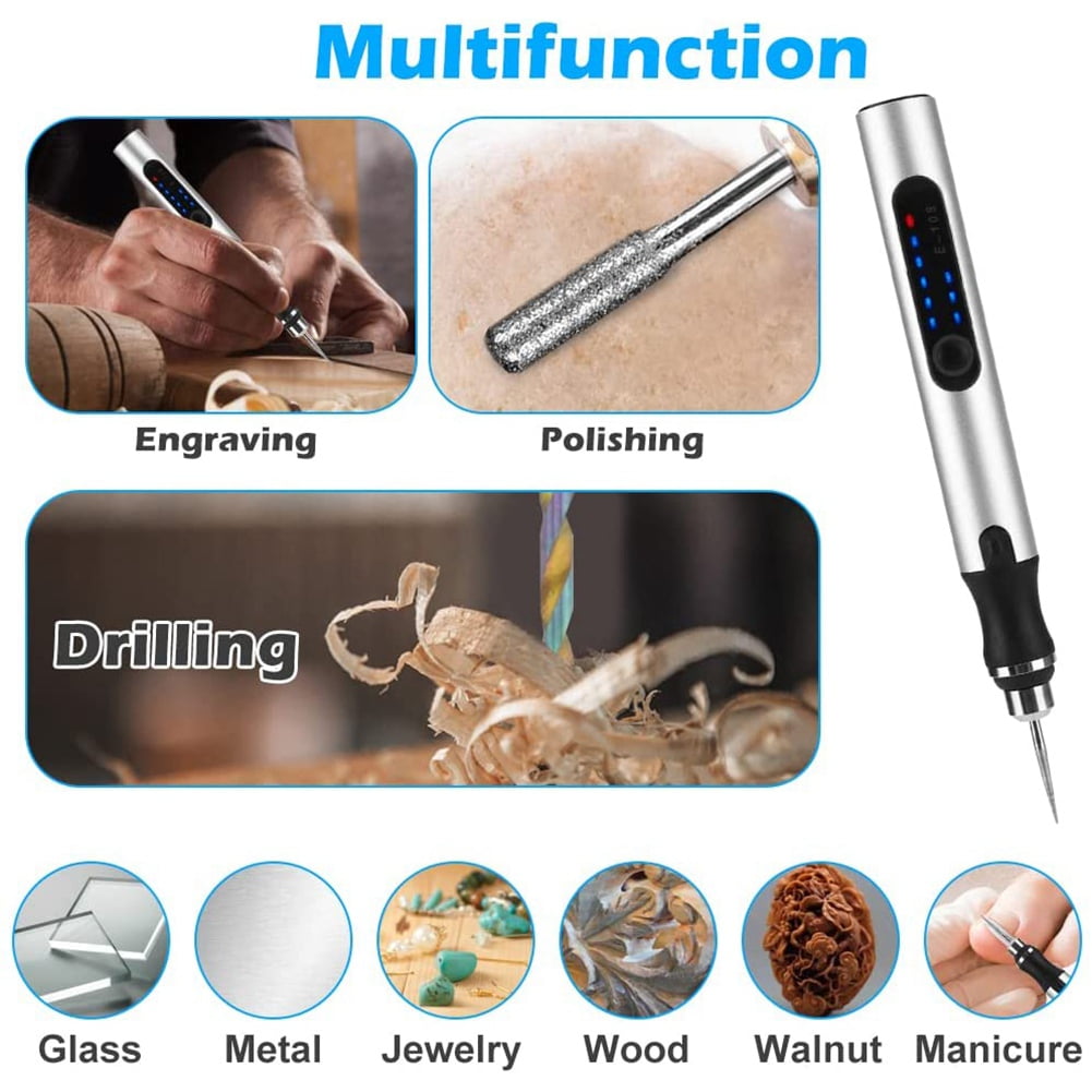 Electric Engraving Pen Kit,Cordless Rechargeable Grinding Pen with 35 Bits,for Carving Glass Jewelry Wood Stone Manicure