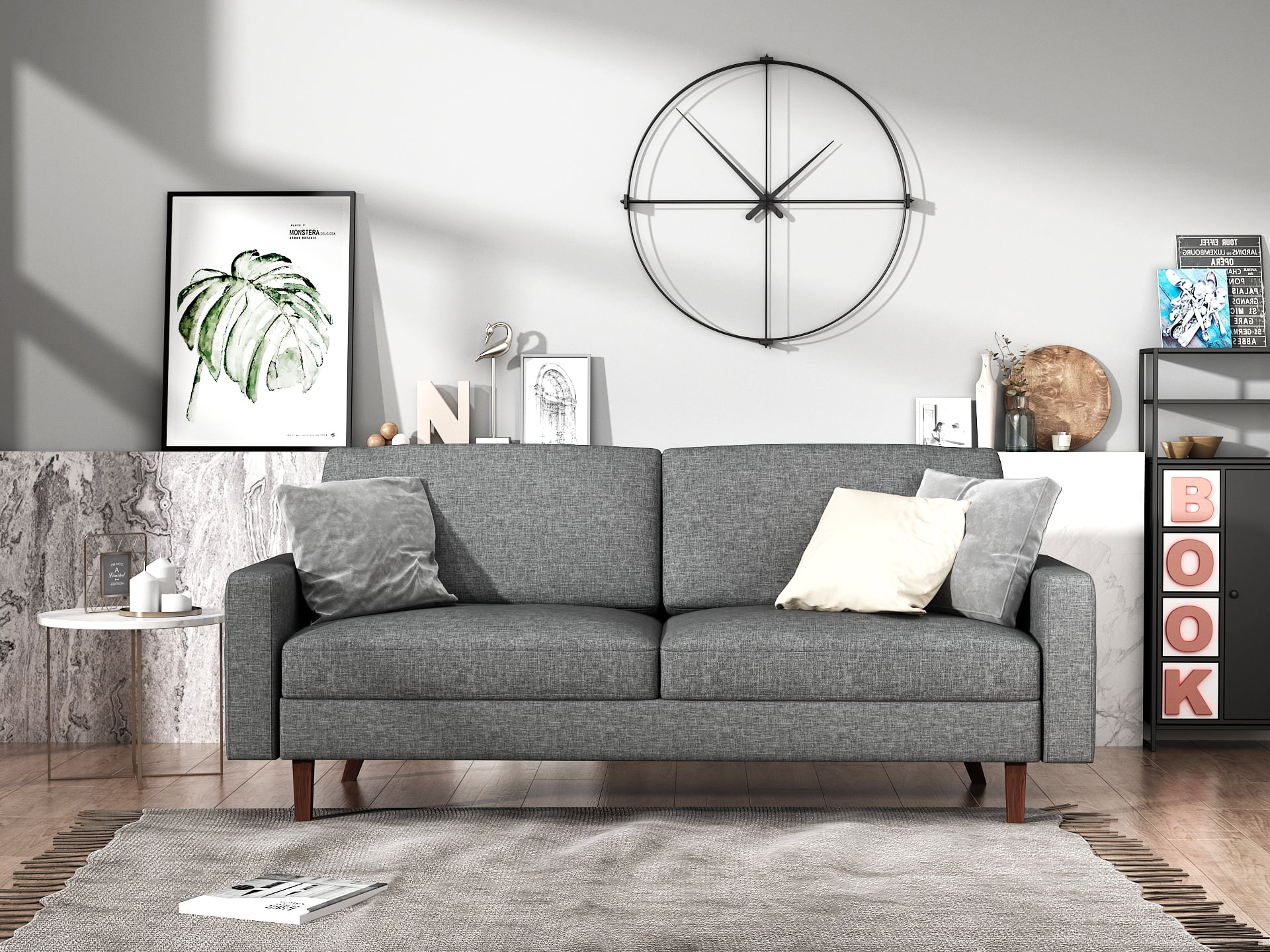 Us Pride Furniture Elvin Linen Fabric Sofa Light Gray S5416 S