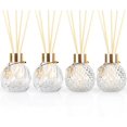 thumbnail image 1 of 4Pcs Reed Diffuser Set with Metal Golden Decoration, 3.5oz-4.2oz Empty Reed Diffuser Bottles with 20Pcs Reed Diffuser Sticks, Unique Design Bottles for Home and Office (2 Twill + 2 Spiky Ellipsoidal), 1 of 7