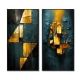thumbnail image 2 of Designart "Interlude in Yellow Abstract Expressionism in Teal" Abstract Painting Framed Wall Art Set Of 2 - Modern Gold Gallery Wall Frame Set For Home Decor, 2 of 6