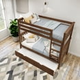 thumbnail image 6 of Plank+Beam Solid Wood Twin over Twin Bunk Bed with Storage Trundle for Adults/Kids, Walnut, 6 of 9