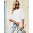 thumbnail image 3 of Women Summer Oversized T Shirt Batwing Sleeve Short Sleeve Asymmetric Hem Top Loose Waist T Shirt, 3 of 4