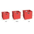 thumbnail image 6 of JIAessentials Small 11-inch Red Foldable Diamond Patterned Faux Leather Storage Cube Bins Set of Four with Handles with Dual Handles for living room, bedroom and office storage, 6 of 9