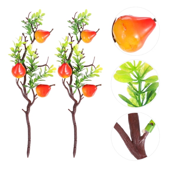 MERRYHAPY Artificial Pear Branches, Assorted Color Foam Plastic Fruit Decor, 2 Pieces for Home, Office, Party Decoration