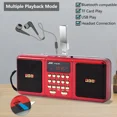 thumbnail image 3 of JOC Portable HIFI Stereo Wireless Digital Pocket FM Radio with FM/USB/TF Card Modes,Red, 3 of 9