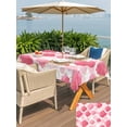 thumbnail image 5 of Outdoor Tablecloth with Umbrella Hole for Patio/Picnic/Party/Camping, Pink Geometric Moroccan Waterproof Table Cloth Rectangle Table Cover Washable, Abstract Art Pink Ombre Modern (60"x 120"), 5 of 8