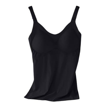 VISALY Nursing Bras for Breastfeeding  Vest Round Stylish Tank Strap Up Neck Casual Padded Women Solid Tops Women S Blouse  Tank Top with Built In Bra for Women  Underwear Camisoles (Black  XL)