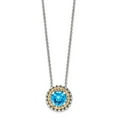thumbnail image 3 of Auriga Fine Jewelry 925 Sterling Silver 8 mm with 14K Accent Antiqued Round Light Swiss Blue Topaz Round Necklace for Women 18", 3 of 6