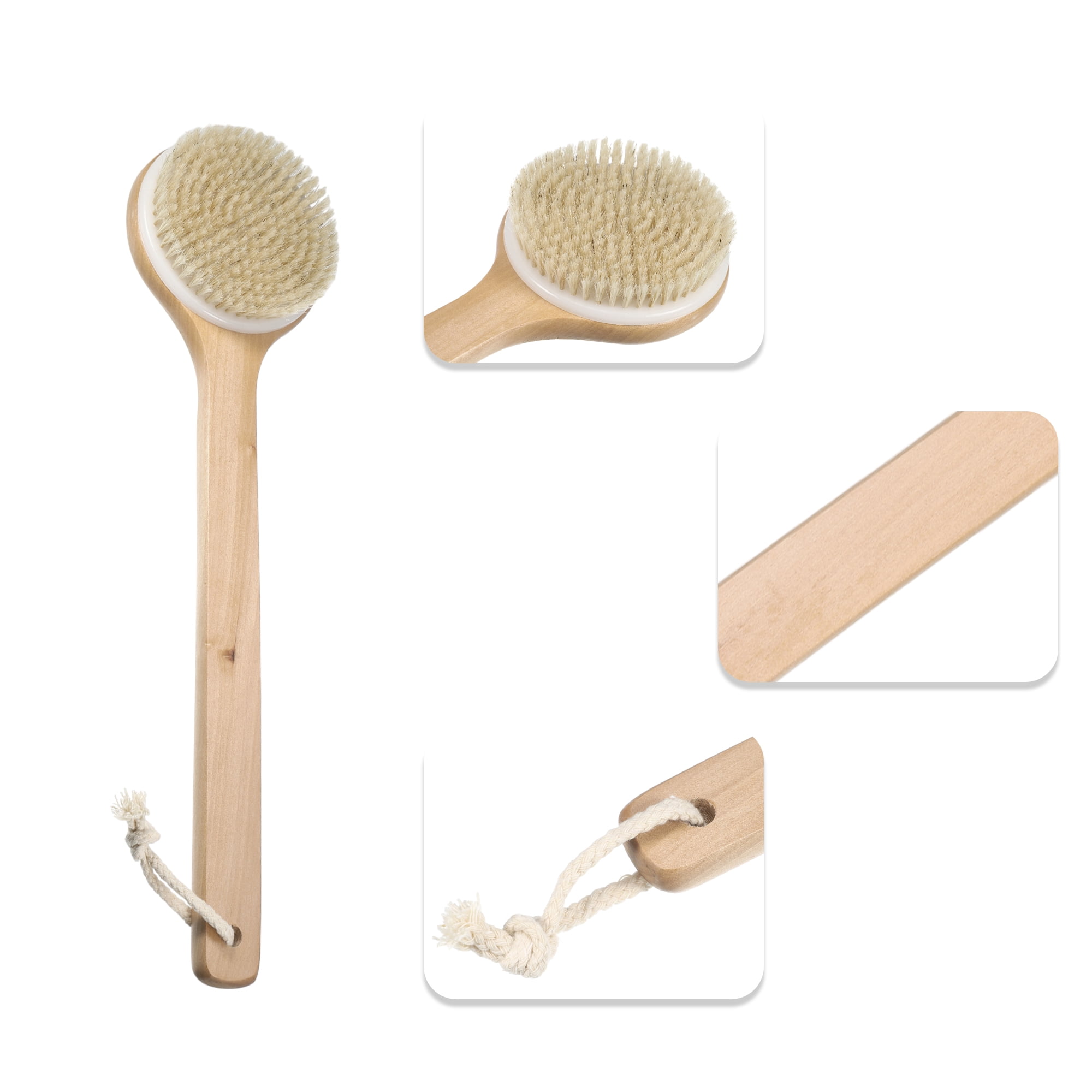 Unique Bargains Long Handle Bath Brush Body Scrubber 15.94" Yellow 1 Pc