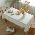 thumbnail image 2 of Enova Home  High Quality Rectangle Cotton Linen Washable Tablecloth Stripe with Tassel for Home Party Wedding Dining Table White - 55" x 86", 2 of 5
