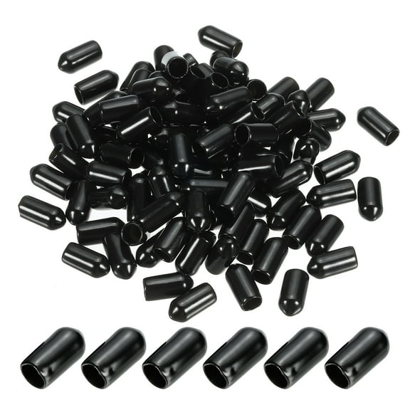 6MM Vinyl Rubber End Caps, 150 Pack Round Bolt Screw Covers Caps for Metal Tubing Rod Bolts, Black