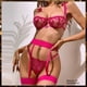 thumbnail image 1 of Conjunto de tres piezas de lencería erótica sexy transparente de malla ghillie con bordado de encaje, 1 of 5
