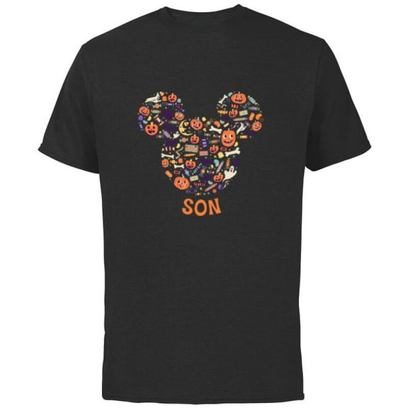 Disney Mickey Mouse Icon Halloween Son - Short Sleeve Cotton T-Shirt for Adults - Customized-Black