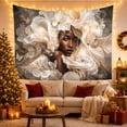 thumbnail image 3 of Woman with Cream White Flowers Portrait Tapestry Wall Hanging, 3 of 7