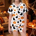thumbnail image 2 of SJLDQY Halloween Girls Pajama Sets Button Down Short Sleeve Shirts Shorts 2 Piece Hallowmas Pjs Sets Casual Sleepwear Comfy Loungewear Sets for Kids, 2 of 6