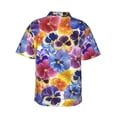 thumbnail image 3 of Goofa The Garden Tricolor Pansy Flower Hawaiian Shirt for Men, Unisex Summer Beach Casual Short Sleeve Button Down Shirts,Aloha Tropical Floral print shirt-Small, 3 of 9