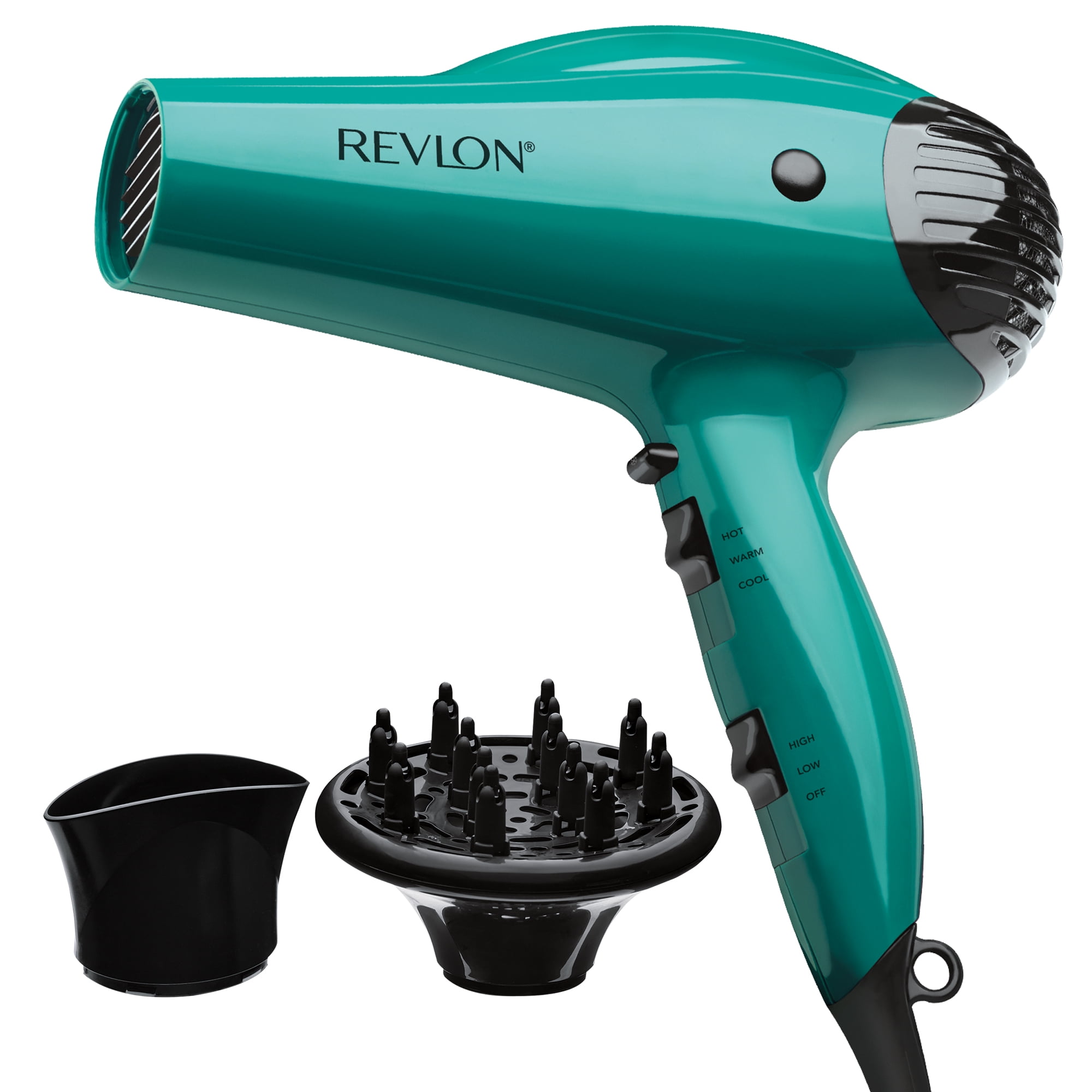 Revlon Essentials Volume Booster Hair Dryer, Green Blow Dryer with Concentrator and Diffuser