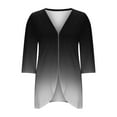 thumbnail image 6 of Sexlip Women Gradient Knit Cardigan Three Quarter Sleeve Open Front Lightweight Sweater Jacket With Side Pockets Relaxed Fit Casual Cover Up Black XL, 6 of 7