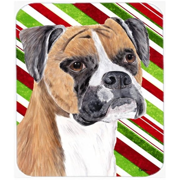 Boxer Candy Cane Holiday Christmas Mouse Pad, Hot Pad or Trivet