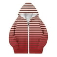 thumbnail image 3 of Spazoro Girls Swearshirts, Full Zip Fall Winter Hooded Striped Casual Cardigan Tops for Girls Red Size 12-13T, 3 of 4