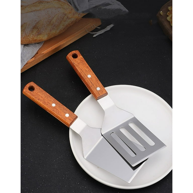 TRIANU Metal Spatula With Wooden Handle, 2 Pcs Stainless Steel