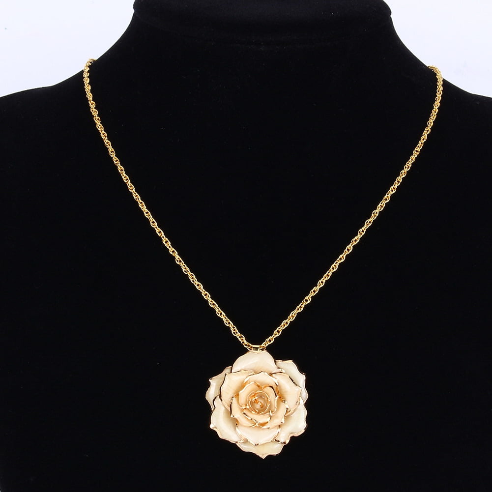 White gold rose necklace new arrivals