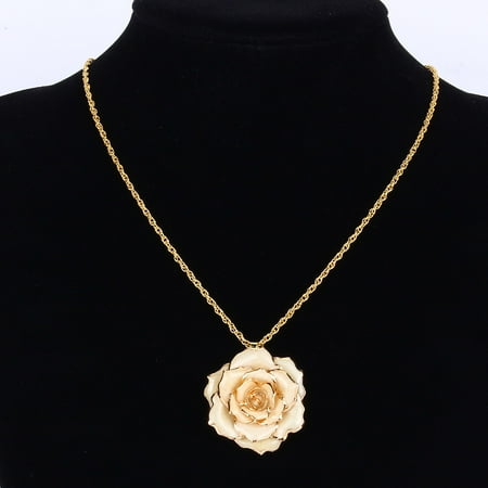dipped sonew 30mm 24k chain pendant necklace golden rose gift gold