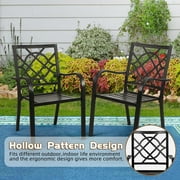 SOLAURA Patio Dining Chairs Outdoor Stackable Wrought Iron Chairs Set of 2 - Black