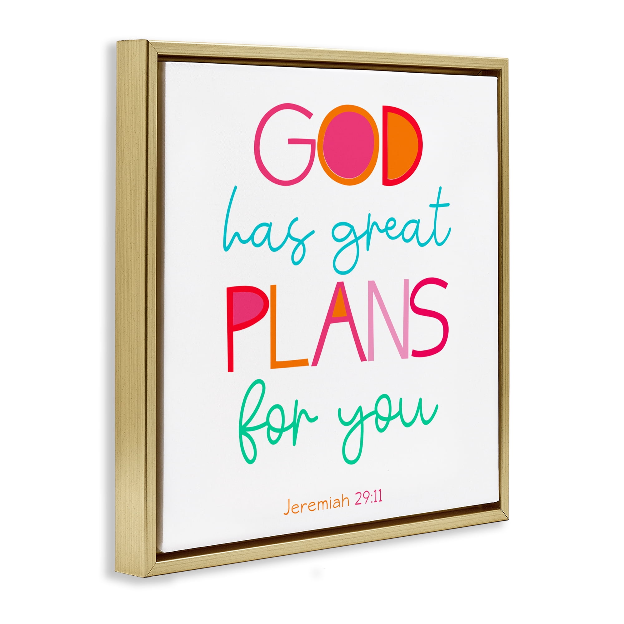 Stupell Industries Whimsical God's Plans For You Gold Framed Floater Canvas Wall Art, design by SD Graphics Studio