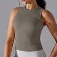 thumbnail image 6 of REORIAFEE White Ribbed Tank Top Woman Sleeveless Tops High Neck Tanks Quick Dry Yoga Shirts Solid Color Pullover Shapewear Thick Strap Vest Summer Going Out Fashion Clothing Gray, 6 of 6