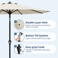 thumbnail image 3 of Parasol de Patio Extérieur Durable de 9 Pi – Parasol de Marché Robuste avec Protection UV UPF 50+, Manivelle, Inclinaison à Bouton-Poussoir, 8 Baleines en Acier, Pare-Soleil Résistant au Vent, 3 of 7