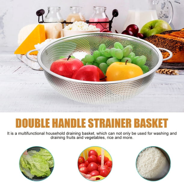 unbranded Colador De Acero Inoxidable Para Cocina Con De Malla Fina Y Doble Mango Para