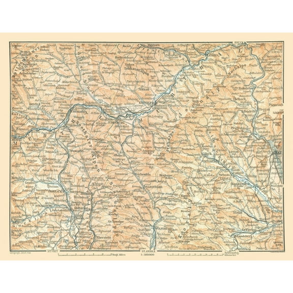 Historic Map - Murthal Austria - Baedeker 1896 - 29.57 x 23 - Vintage Wall Art