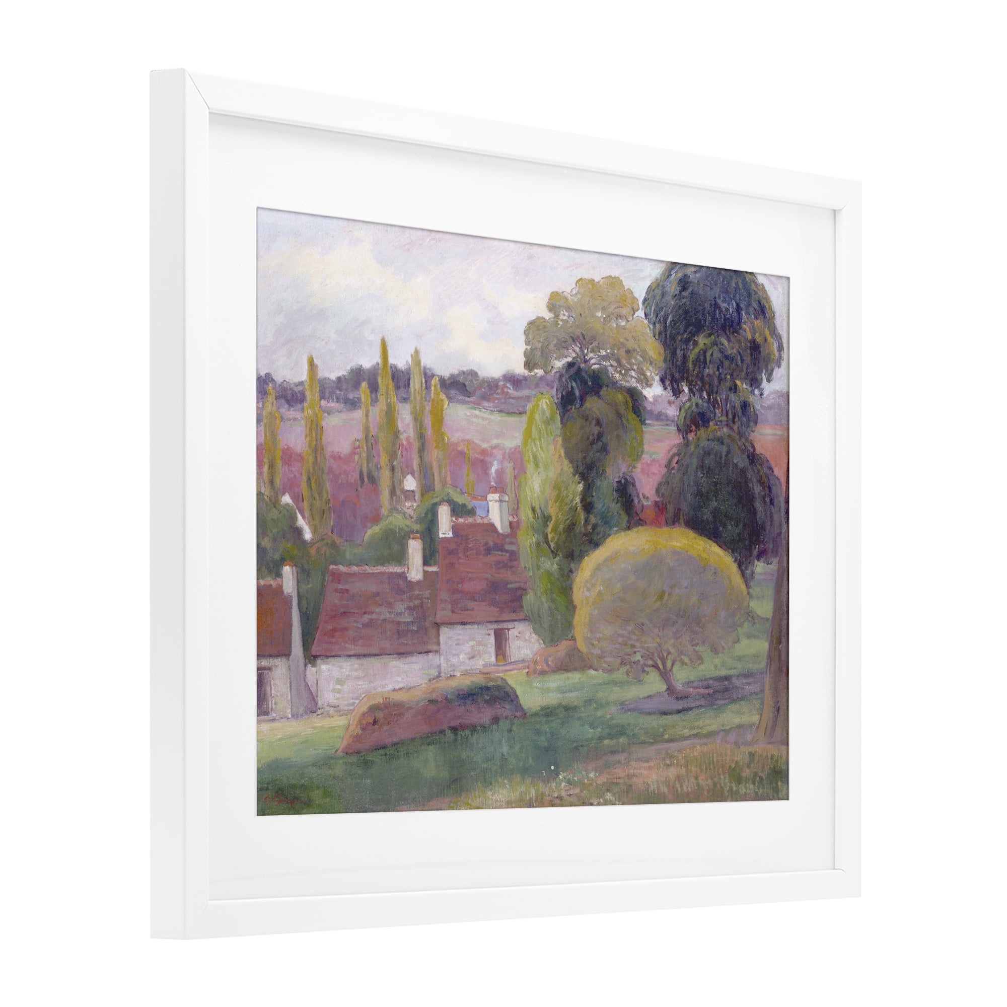 Stupell Industries A Farm In Brittany Gauguin White Framed Print Under Glass, design by Stellar Design Studio