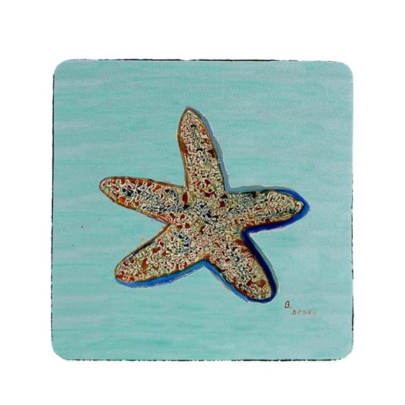 Betsy Drake CT604C Aqua Starfish Coaster - Lot de 4