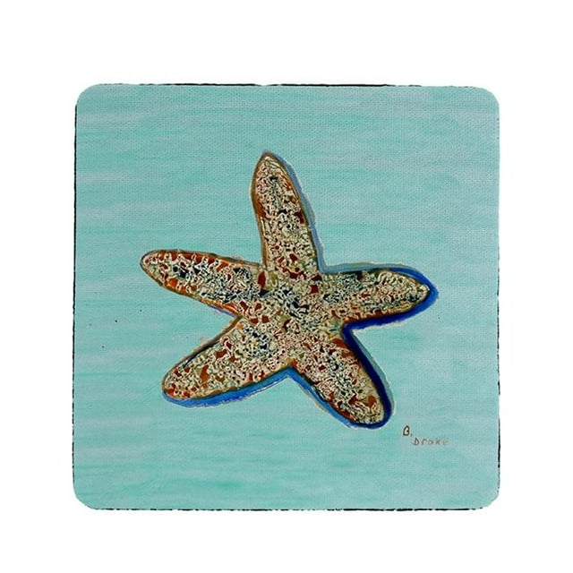 Betsy Drake CT604C Aqua Starfish Coaster - Lot de 4