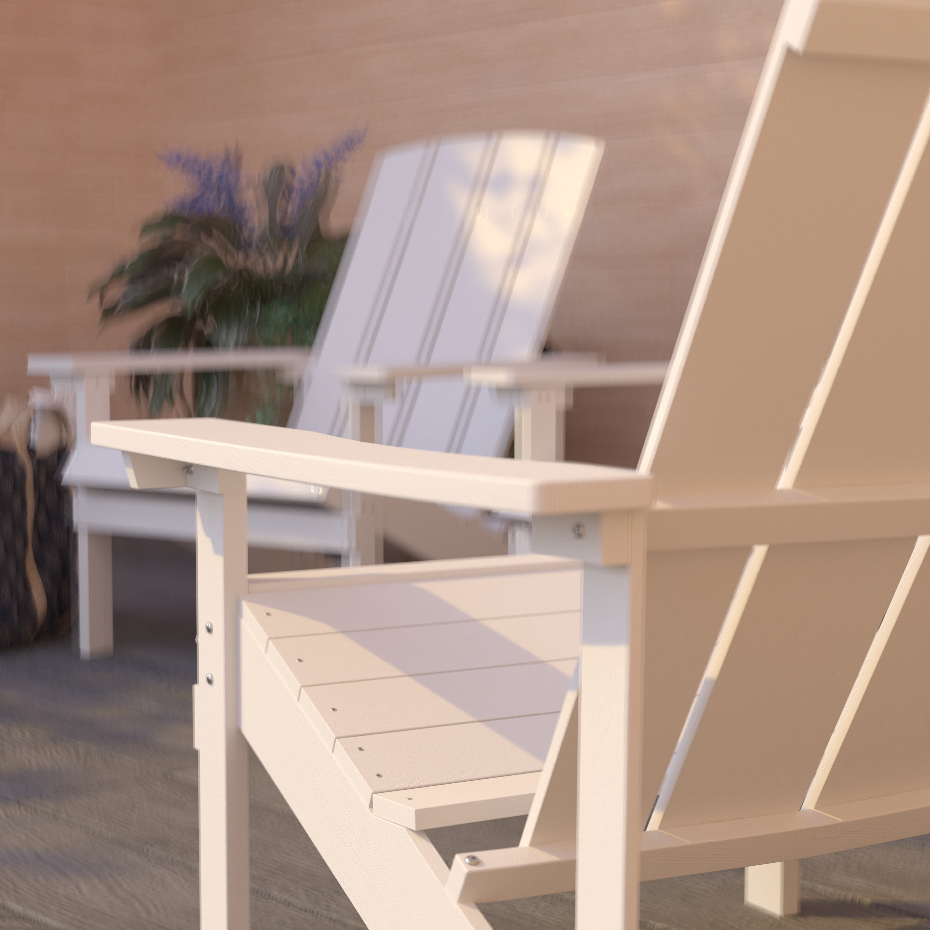 Merrick Lane Set of 4 All-Weather Poly Resin Wood Adirondack Chairs in White