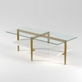 thumbnail image 2 of Evelyn&Zoe Otto 47" Wide Rectangular Coffee Table with MDF Shelf, Brass and White Lacquer, 2 of 10